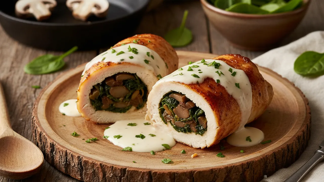 Ispanaklı Mantarlı Tavuk Sarma Tarifi